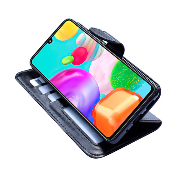 Samsung Galaxy A41 - PU Læder Pung Etui Svart