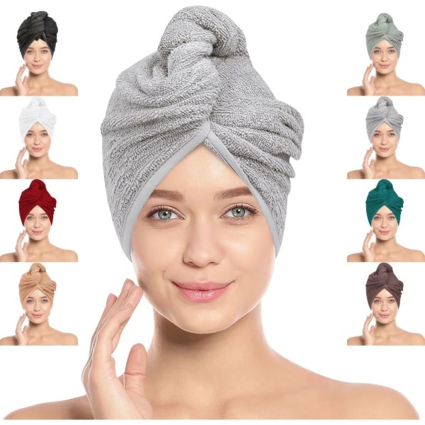 2x Hårturban - Hurtigtørrende håndklædeindpakning til alle hårtyper