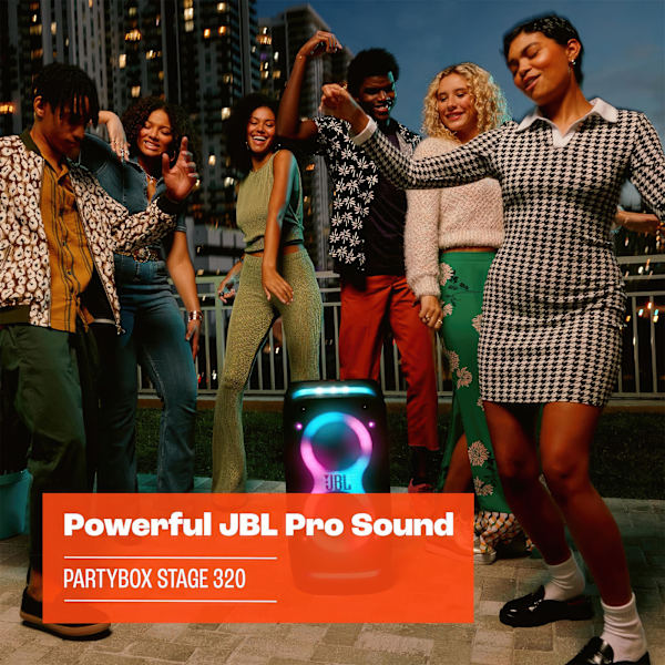 JBL PartyBox Stage 320 - En kraftfull bärbar högtalare med lju