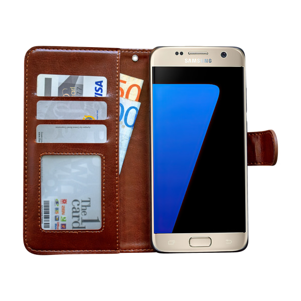 Läderplånbok för Samsung S7 Edge - Stil & Skydd Blå
