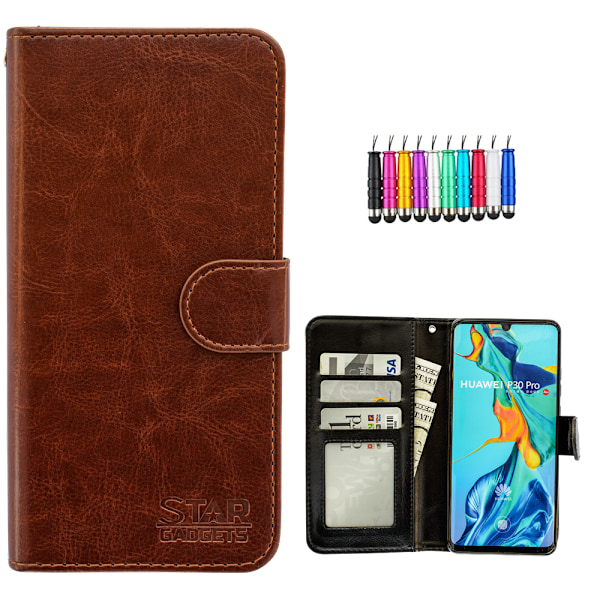 Huawei P30 Pro - PU Læder Pung Etui Svart