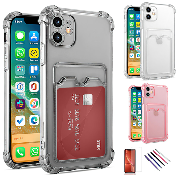 iPhone 11 - Kort etui Beskyttelse Transparent Grå