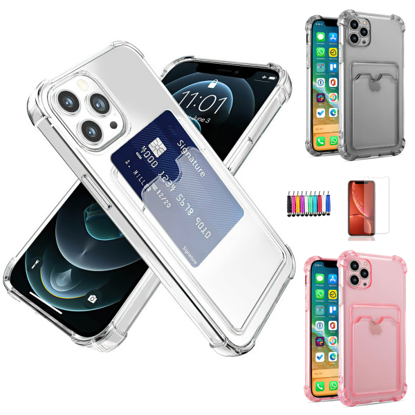 Skydda din iPhone 14 Pro Max - Skal, Skydd & Kortfack! Rosa