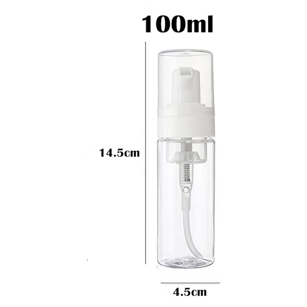 100ml Vaahtopullo Täytettävä Muovipumppupullo Matkalle ja Kos