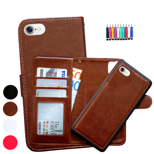Smart Plånboksfodral & Touchpenna för iPhone 7/8/SE Brun