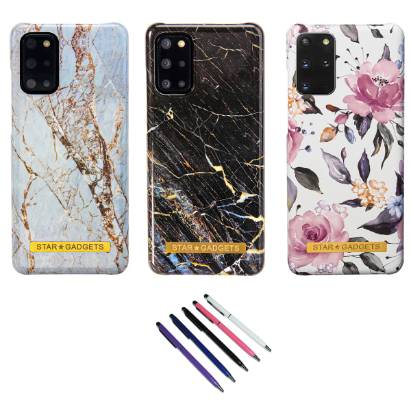 Samsung Galaxy S20 Plus - Skal / Skydd / Blommor / Marmor Rosa