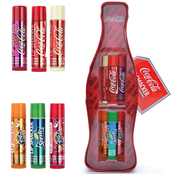6 kpl Lip Smacker Coca - Cola / Fanta / Sprite huulivoidetta, paras maku