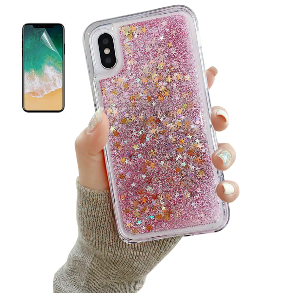 iPhone X/Xs - Bevægelig Glitter 3D Bling Telefon Cover