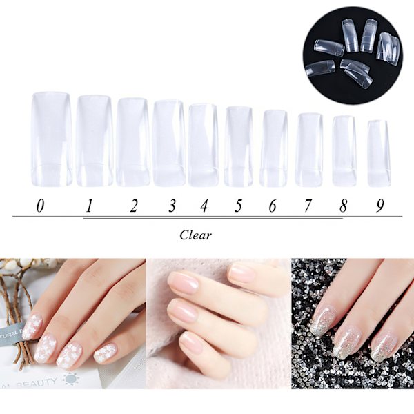 500st Lösnaglar Nageltippar Clear Akryl Tippar