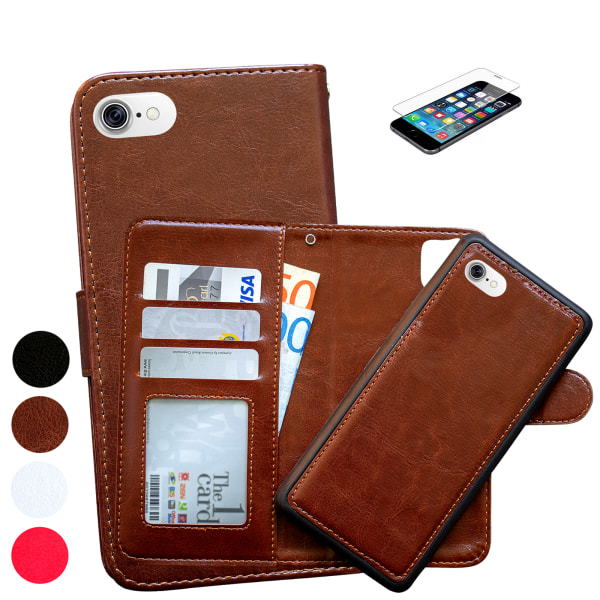Lædertaske / Pung - iPhone 6 / 6S + Skærmbeskyttelse Svart