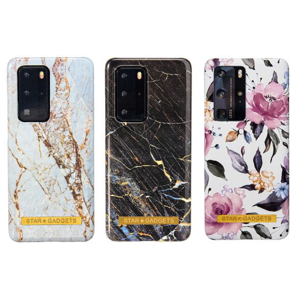 Huawei P40 Pro - Etui Beskyttelse Blomster / Marmor Vit