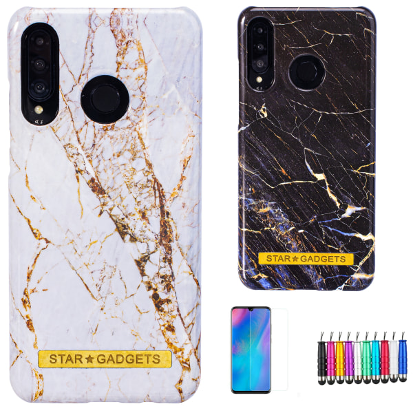 Huawei P30 Lite - Cover Protection Marble Svart