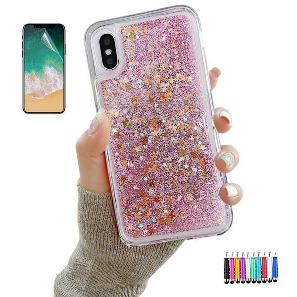 iPhone X/Xs - Liikkuva glitter 3D Bling -puhelinkotelo