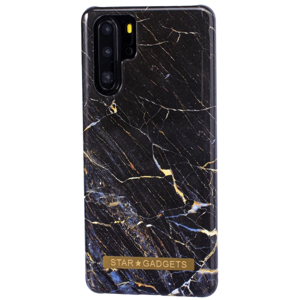 Huawei P30 Pro - Cover Protection Flowers / Marmor Svart