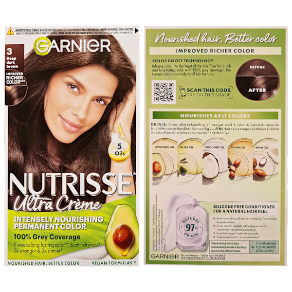 Garnier Nutrisse Ultra Crème Syvä Tummanruskea 3.0 Hiusten Väri