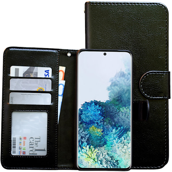 Galaxy S20 -nahkainen lompakkokotelo - Nahkainen ylellisyys Svart