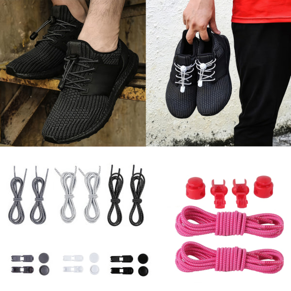 No Tie elastiske snørebånd – Strækbare snørebånd til voksne og børn Grå