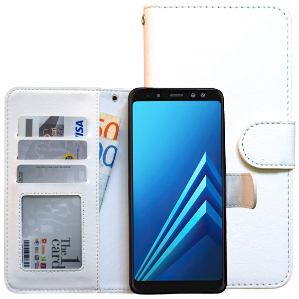 Samsung Galaxy A8 2018 - PU-nahkainen case/ lompakko Rosa