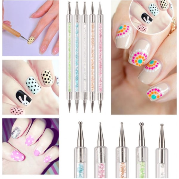 5st olika - Marbleizing dotting nail art penna