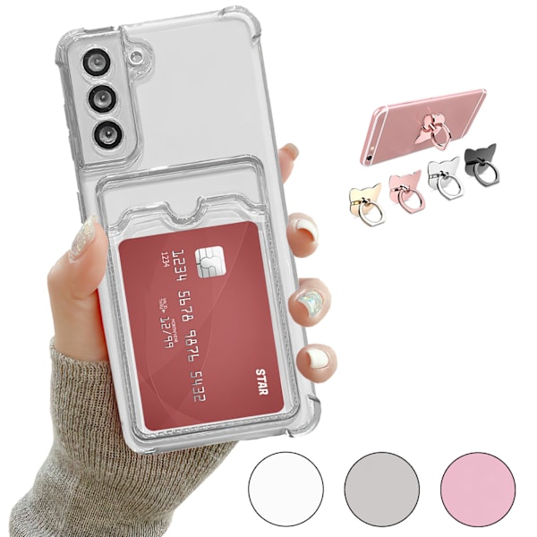 Samsung Galaxy A14 5G - Beskyttelsesetui med kortholder - Transparent Rosa