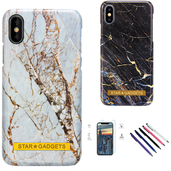 iPhone X/Xs - Cover Protection Marble Svart