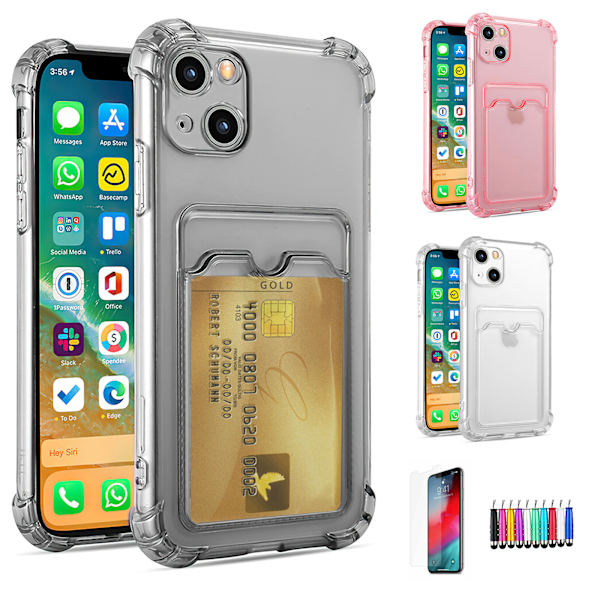 iPhone 13 - Kort etui Beskyttelse Transparent Grå