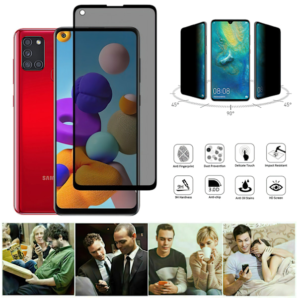 Samsung Galaxy A21s - Privacy Hærdet Glas Skærmbeskytter Pr