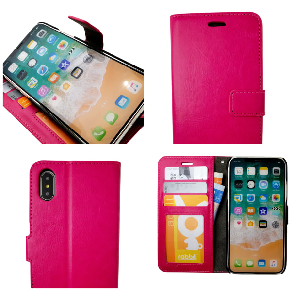 Smidigt Läderfodral för iPhone X/Xs - Plånboksfodral Rosa