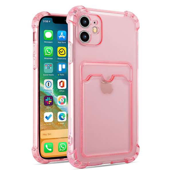 iPhone 11 - Korttikotelo Suoja Läpinäkyvä Rosa