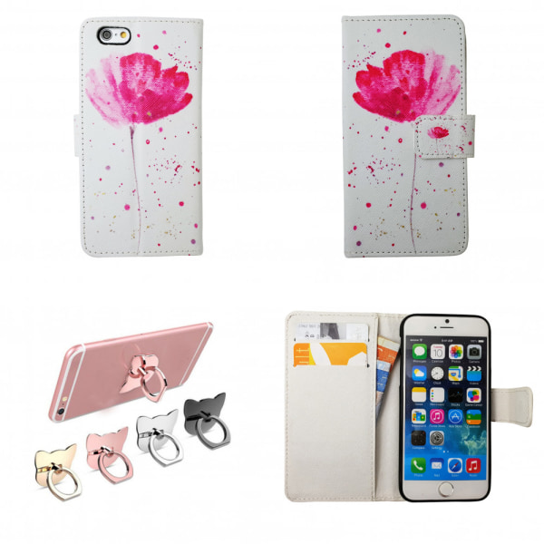 iPhone 6 / 6S - Fodral / Plånbok Läder - Blommor