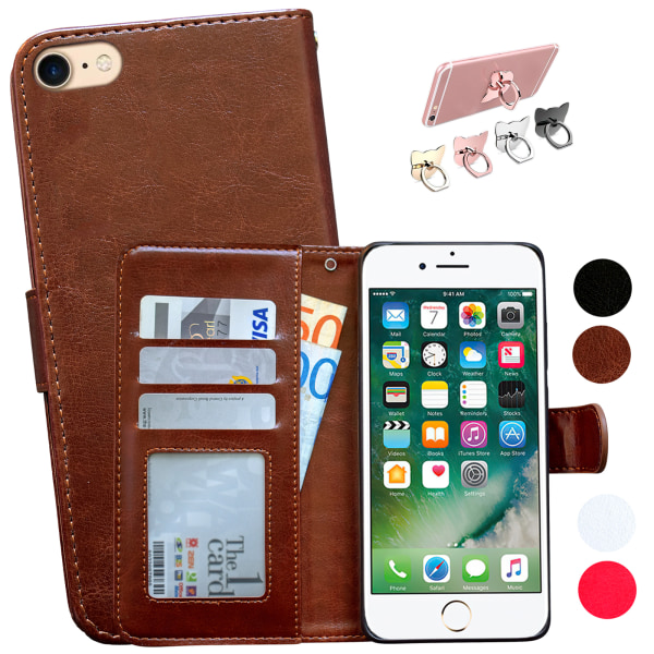 iPhone 6 / 6S - Plånboksfodral i läder med ID ficka Rosa
