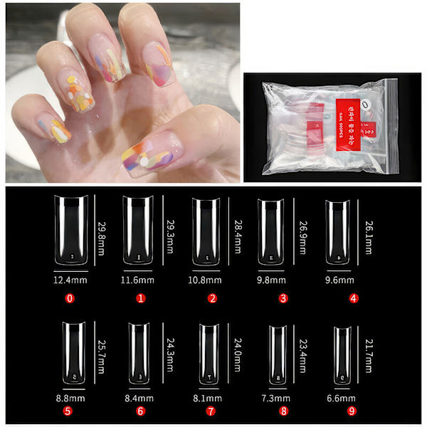 Långa Lös Nagelspetsar för Perfekta Drömnaglar Transparent