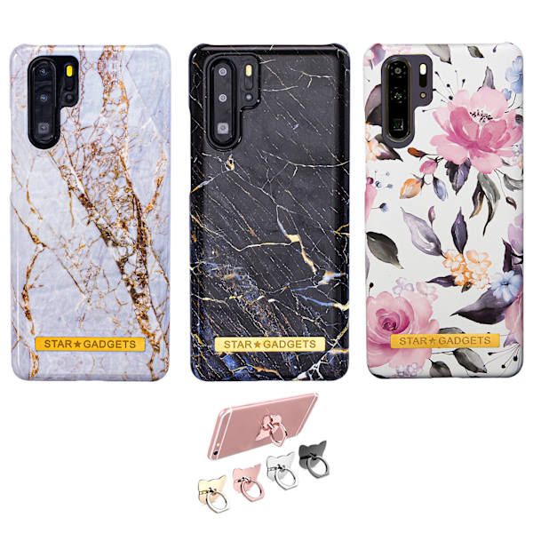 Huawei P30 Pro - Kotelo Suoja Kukka / Marmori Vit