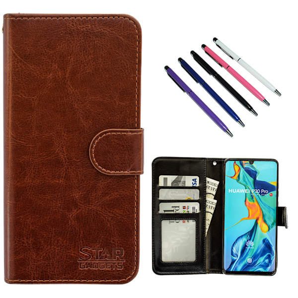 Huawei P30 Pro - PU Læder Pung Etui Brun