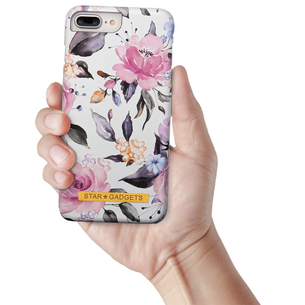 iPhone 7 Plus / 8 Plus - Skal / Skydd / Blommor / Marmor Rosa