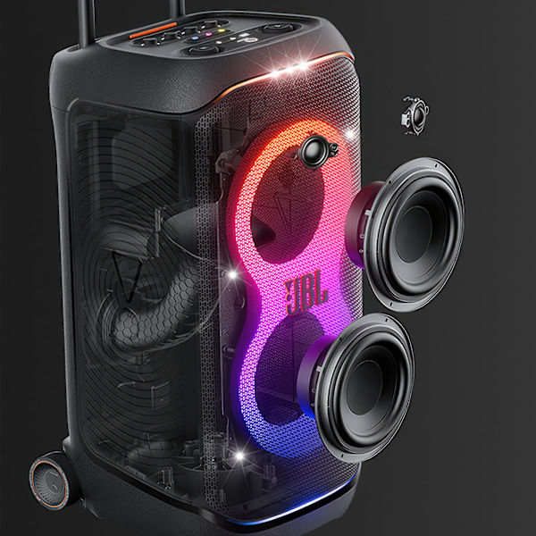 JBL PartyBox Stage 320 - Tehokas Kantospeaker Valojen Loisteessa