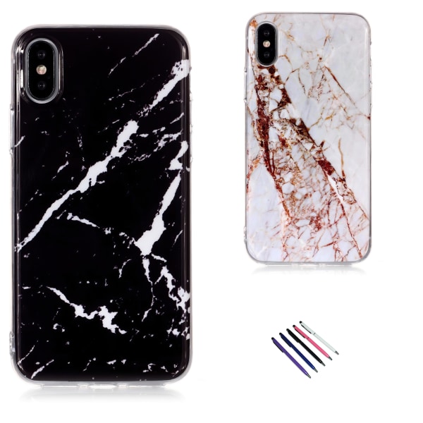 Komfort og beskyttelse iPhone X/Xs med marmorcover! Vit