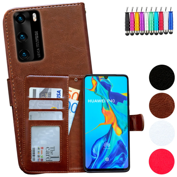 Huawei P40 - PU nahkainen lompakkokotelo Svart