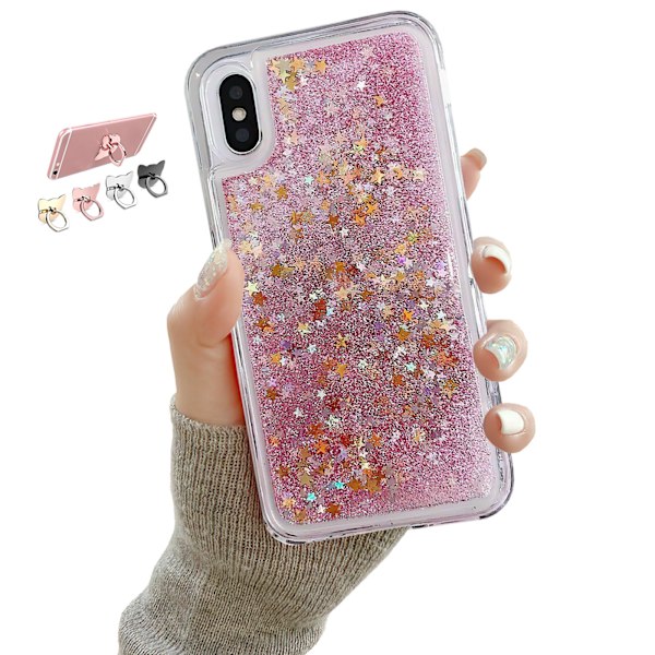 iPhone X/Xs - Flytande Glitter 3D Bling Skal Case