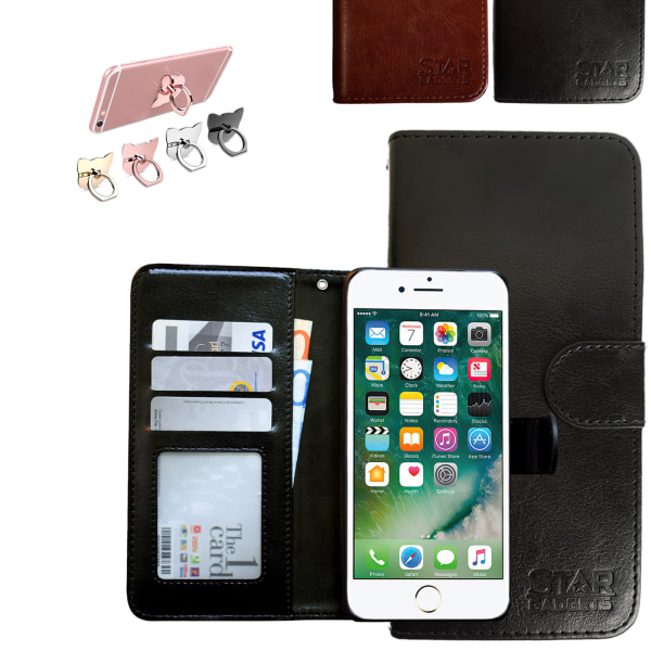 iPhone 7/8/SE (2020 & 2022) - PU Læder Pung Etui Brun