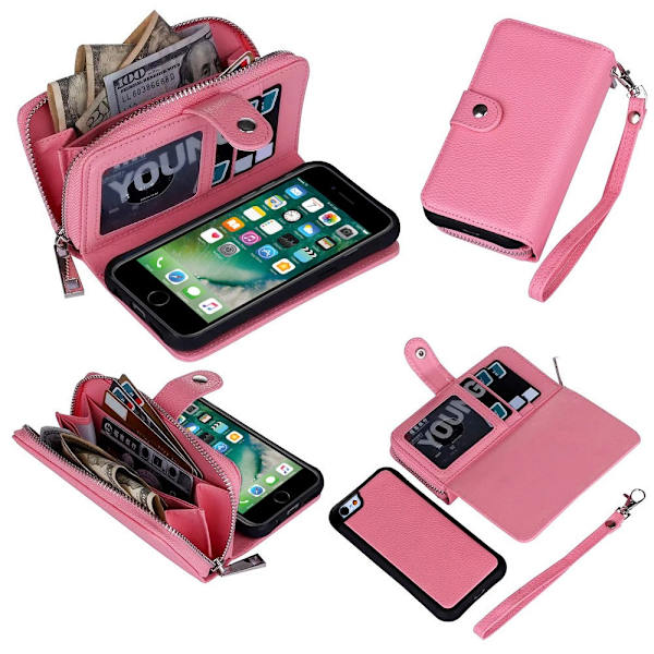 Suojaa iPhone 6/6S - Lompakkokotelo ja magneettinen kotelo! Rosa