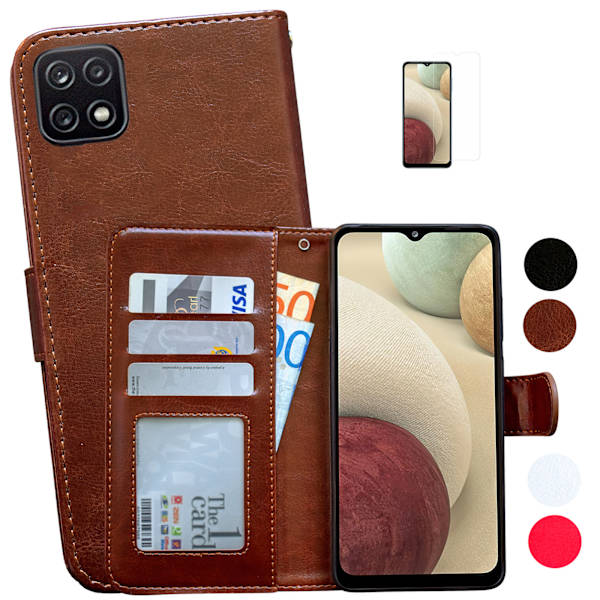 Samsung Galaxy A22 5G - PU Læder Pung Etui Brun