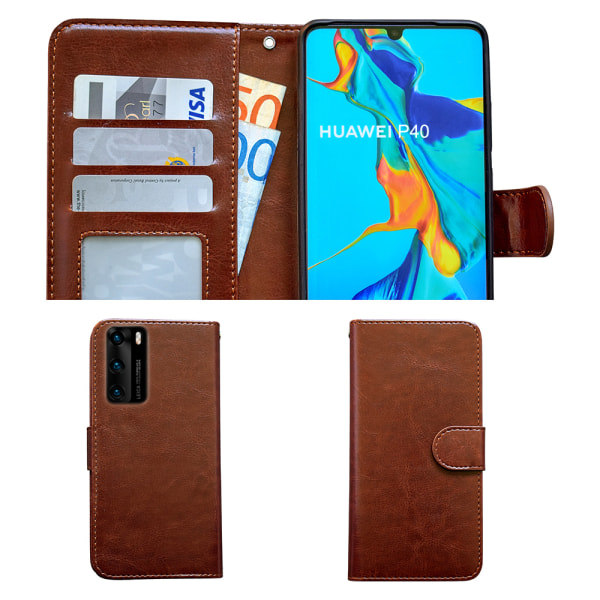 Huawei P40 - PU-nahkainen lompakkokotelo Vit
