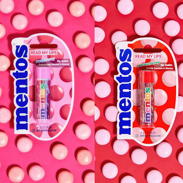 Mentos Hallon/Jordgubb Läppbalsam - Smakexplosion för Läpparn Rosa