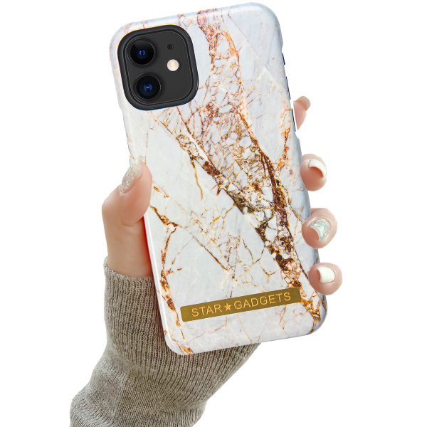 Suojaa iPhone 12:ta Marble Case-kuorella! Vit
