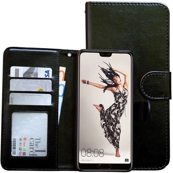 Huawei P20 Pro - PU Læder Pung Etui + Touch Svart