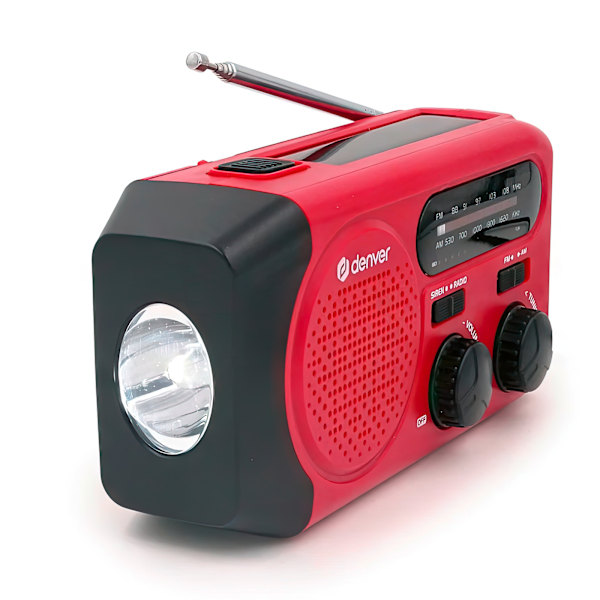 Denver Ulko-/Aurinkokammenradio LED-taskulampulla ja varavirtalähteellä