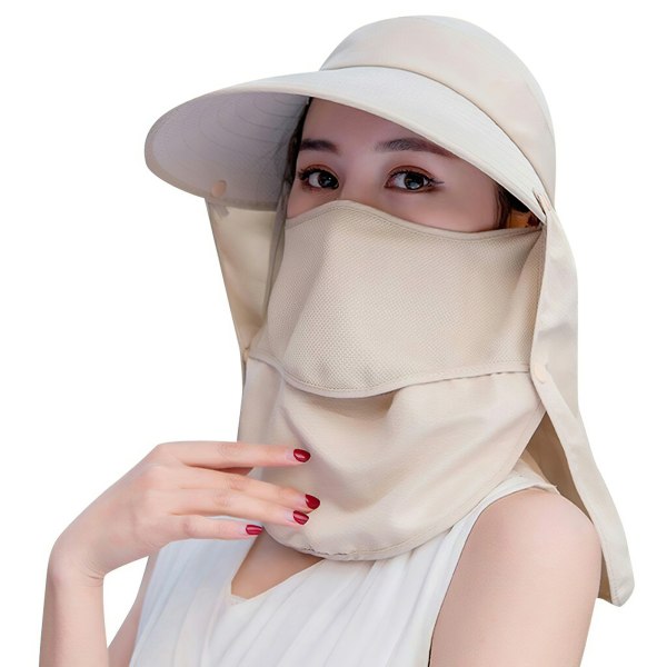 Sommer Solhatte Kvinder UV Beskyttelse Fiskeri Cap Beige