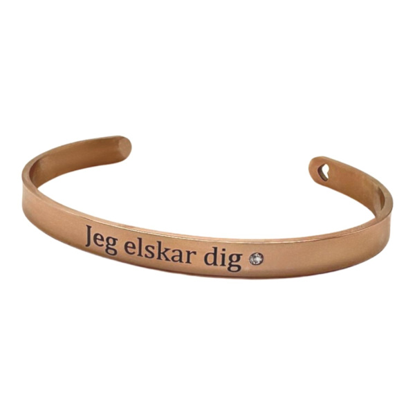 Bracelet ''Jeg elsker dig'' with heart stone valentine's day danish Pink gold one size