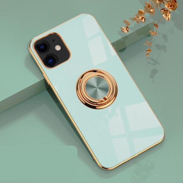 Luksuriøst stilfuldt etui iPhone 12 Pro Max med ringstativfunktion Guld LightBlue one size